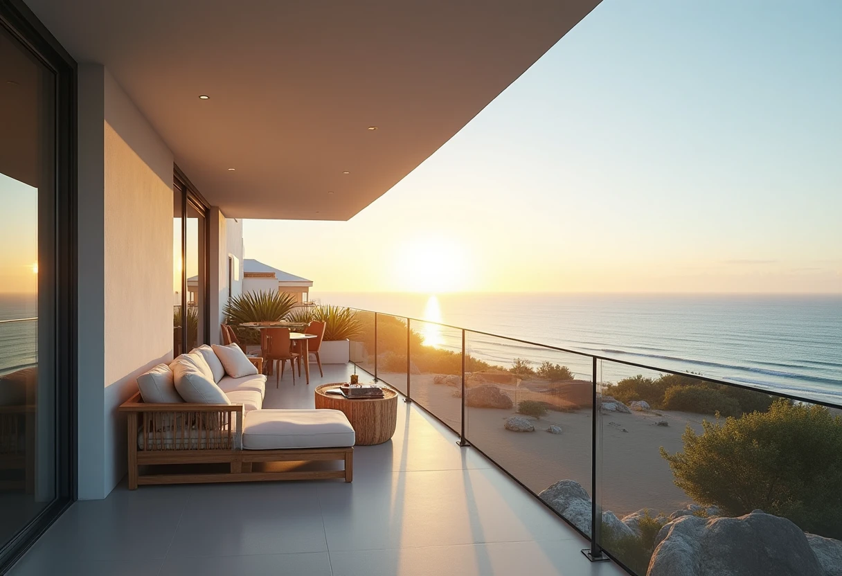 Vue depuis un balcon d'appartement moderne